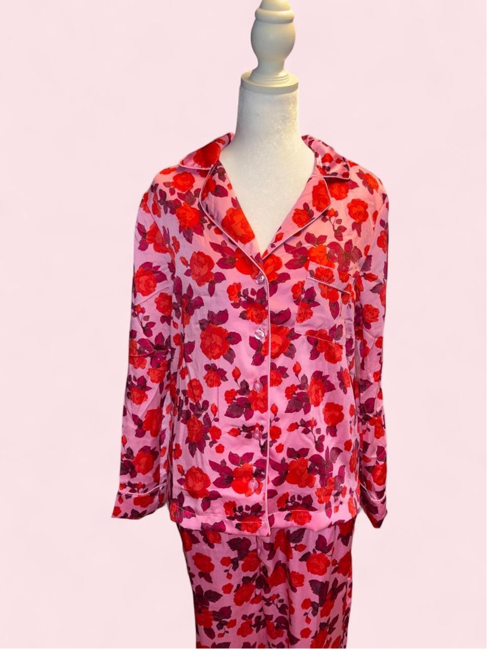 Floral Pink and Red Women's Pajama Set